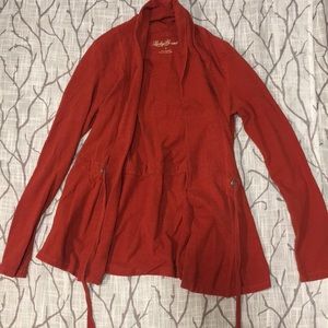 Lucky Brand Burnt Orange Tie Waist Cardigan